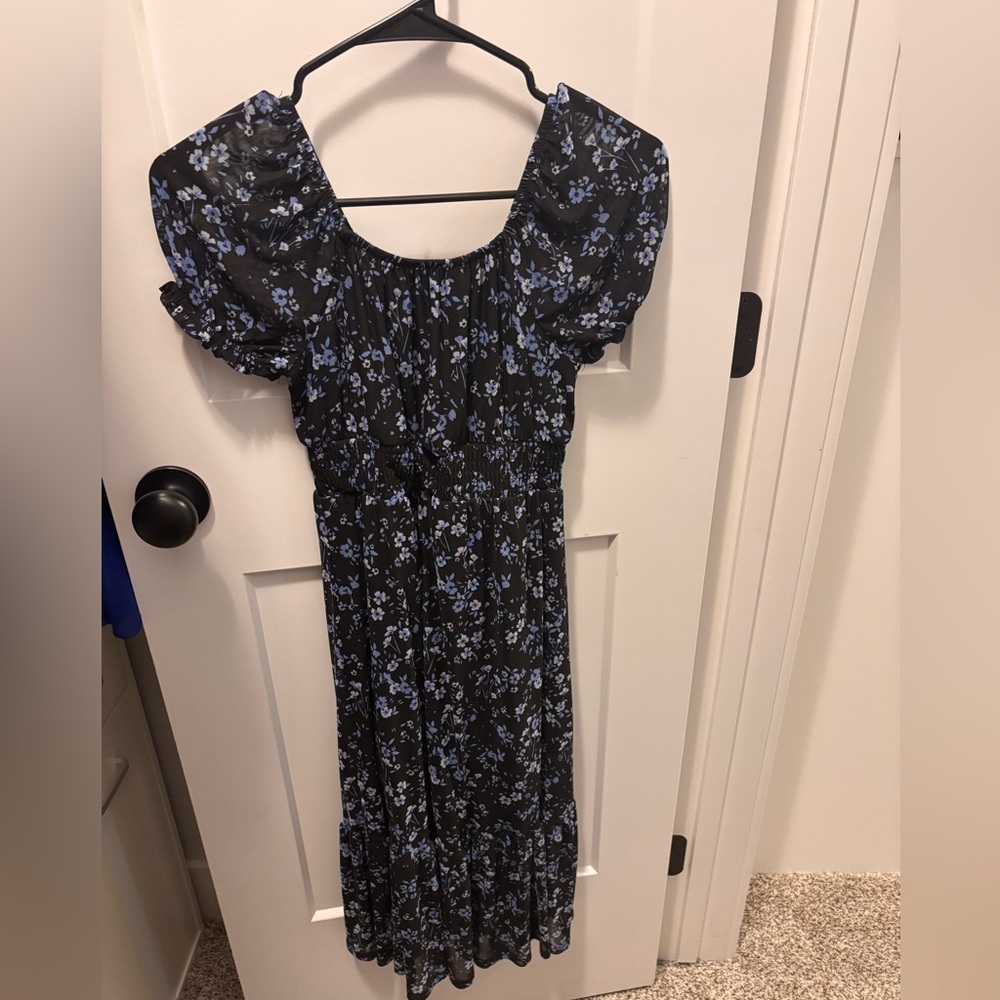 Floral Black and Blue Girl’s Dress